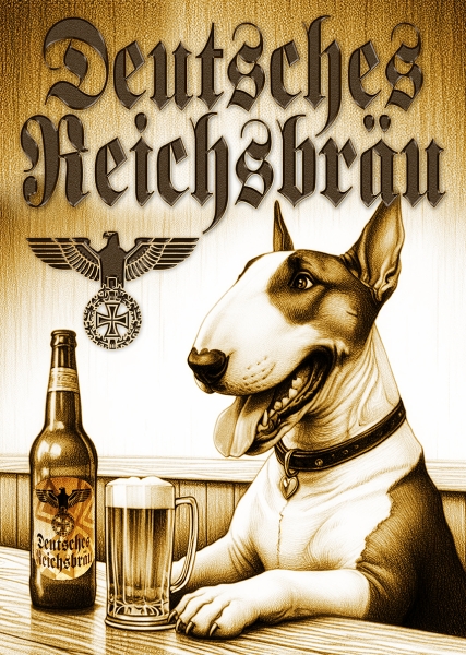 Poster - Kunstdruck - Reichsbräu - Bullterrier - 48x33cm