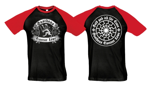 Raglan T-Shirt - Eiserner Löwe - Gold gab ich für Eisen - schwarz/rot