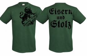 T-Hemd - Eiserner Löwe - Eisern und Stolz - flaschengrün/schwarz
