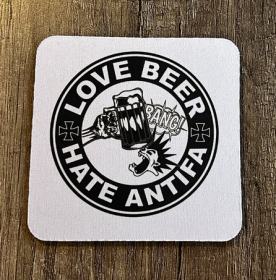 Getränkeuntersetzer - Love Beer - Hate Antifa - weiß